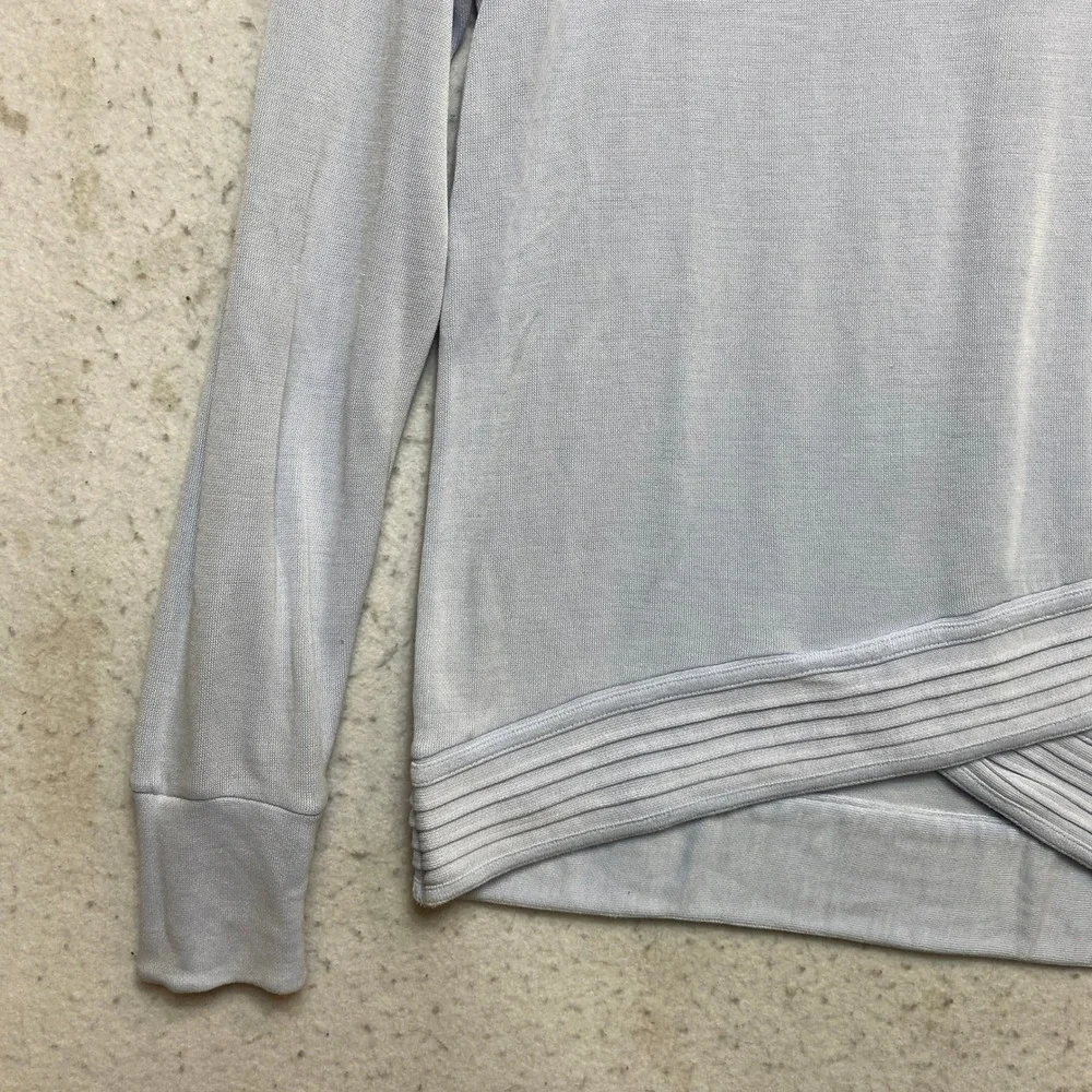 Athleta Criss Cross Hem Pullover Women Medium Blue Raglan Sleeve Modal Sweater - Picture 4 of 10